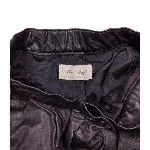 Vintage West Bay Women's Size 8 Leather Pants Black Top Grain Pleated High Rise - Picture 3 of 7